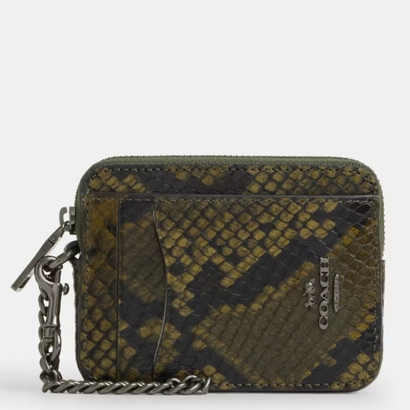 Coach Handbags - Coach Olive and Black Snake Print Card Holder